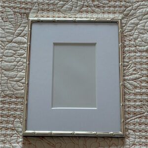 Silver Bamboo Design Picture Frame with Custom White Matte